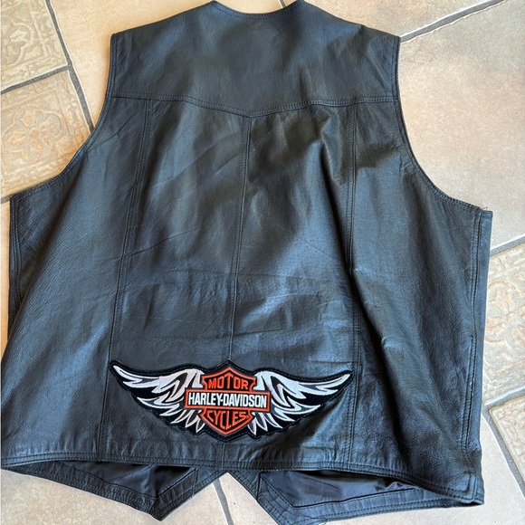 Vintage Harley-Davidson Men's XL Motorcycle Biker Vest w/ Large Logo Patch - Picture 3 of 3
